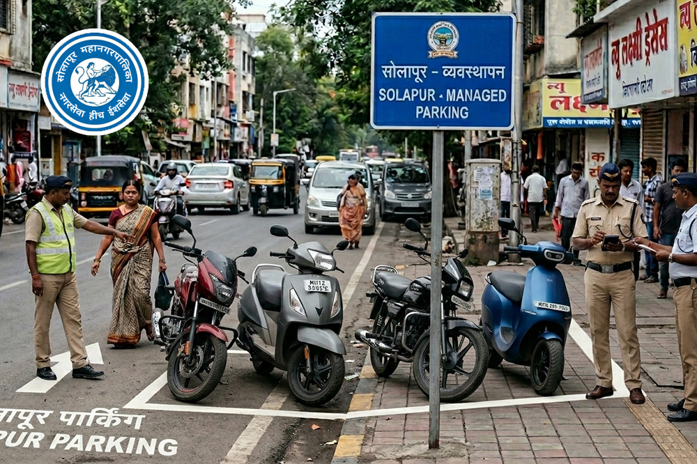 सोलापुरात बेकायदेशीर पार्किंगवर कडक कारवाई; २ मेपासून दंडाची मोहीम 